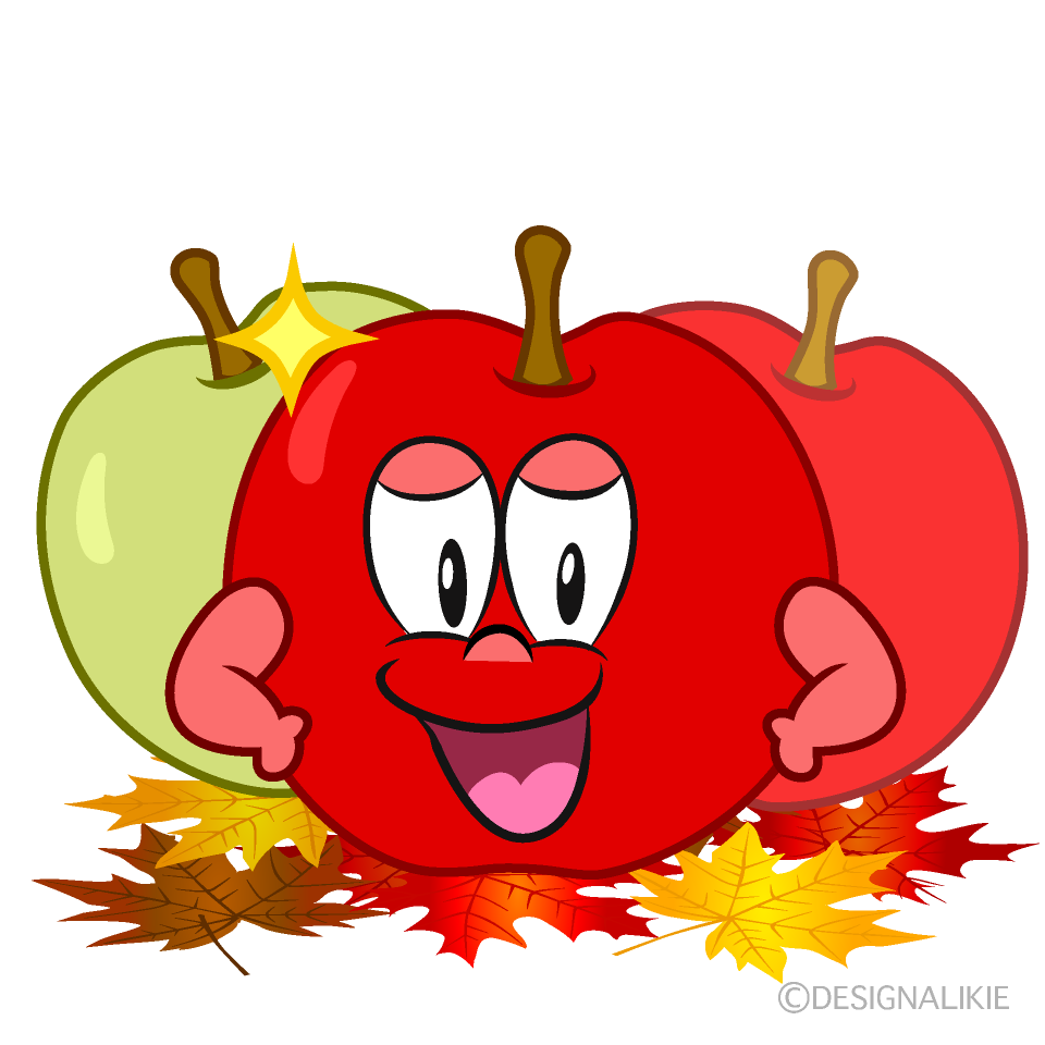 Glitter Fall Apple Cartoon Character Image