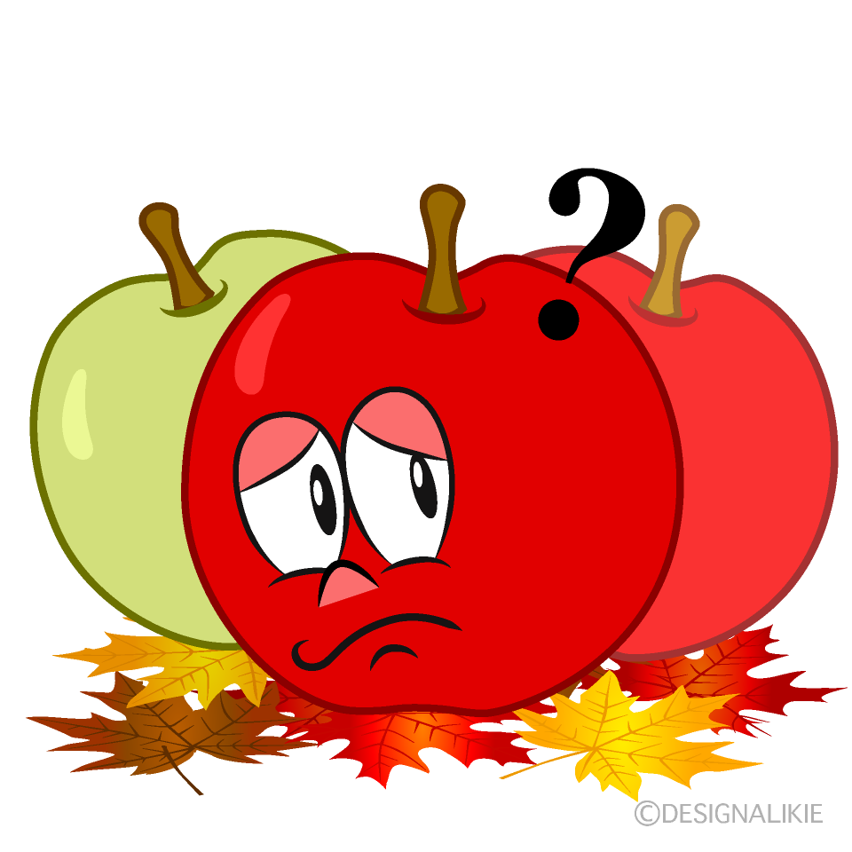Thinking Fall Apple Cartoon Character Image