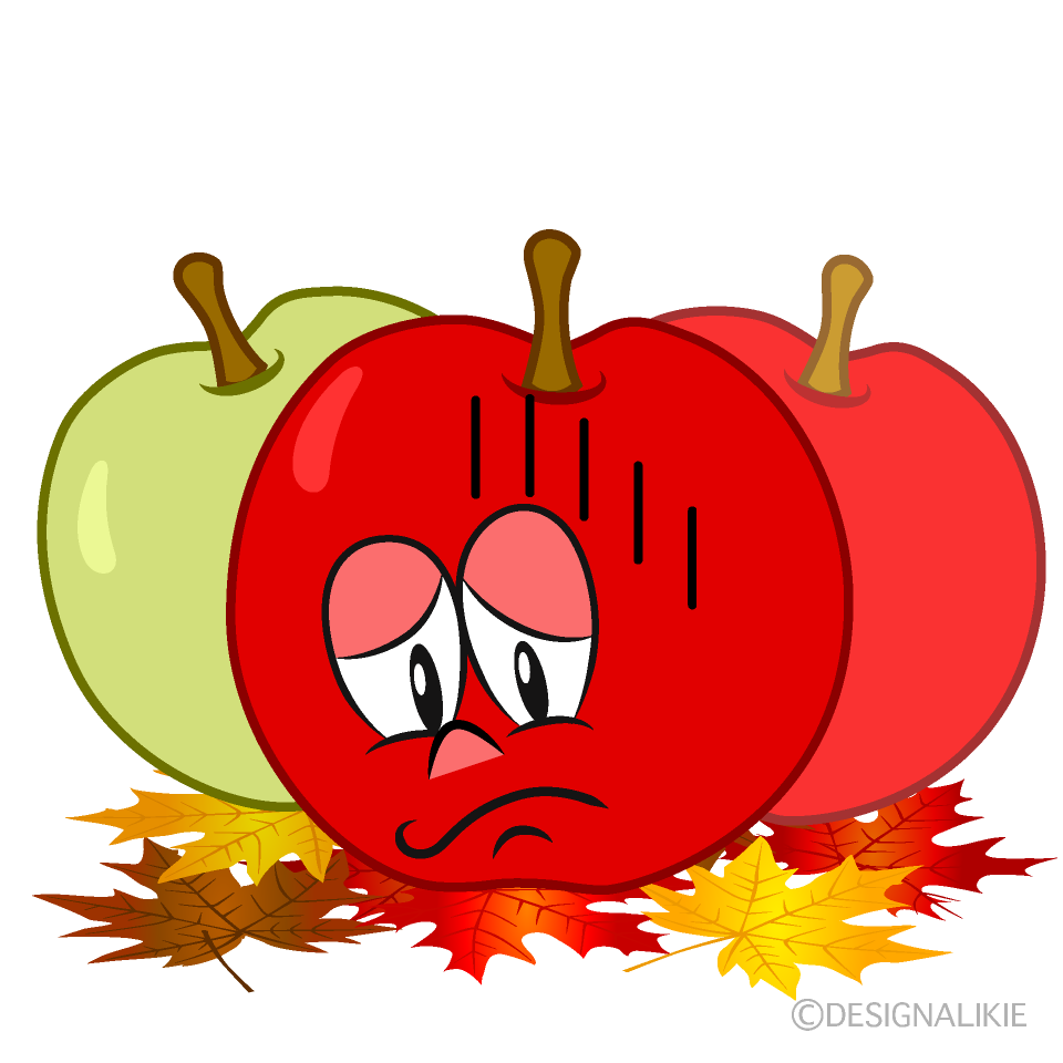 Depressed Fall Apple Cartoon Character Image