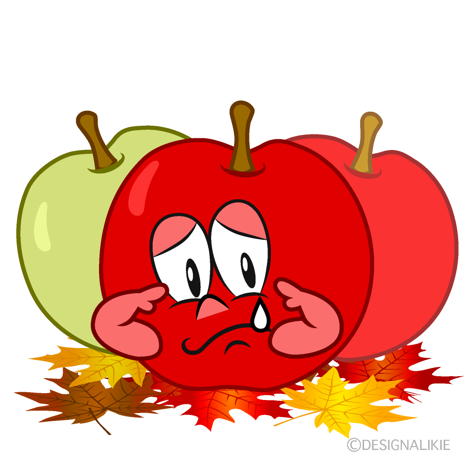Sad Fall Apple Cartoon Character Image