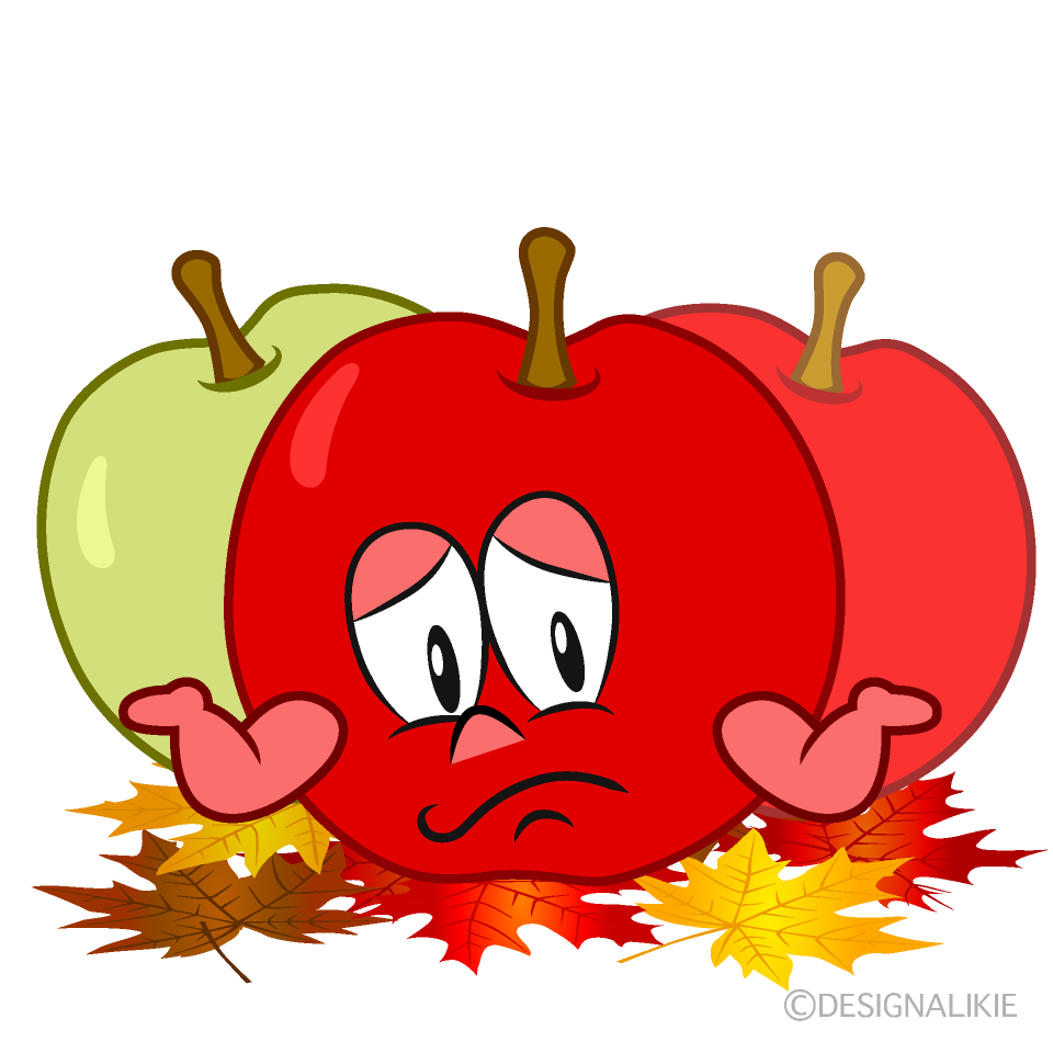 Troubled Fall Apple Cartoon Character Image