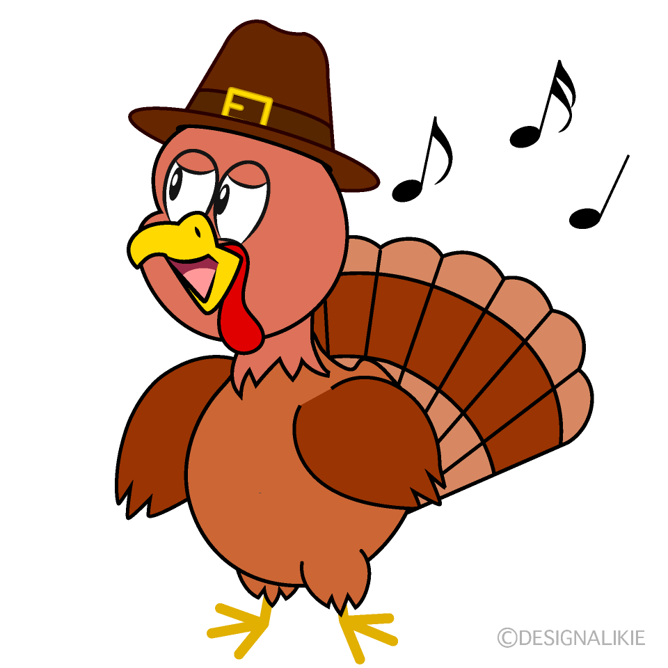 Singing Thanksgiving Turkey Cartoon Character Image
