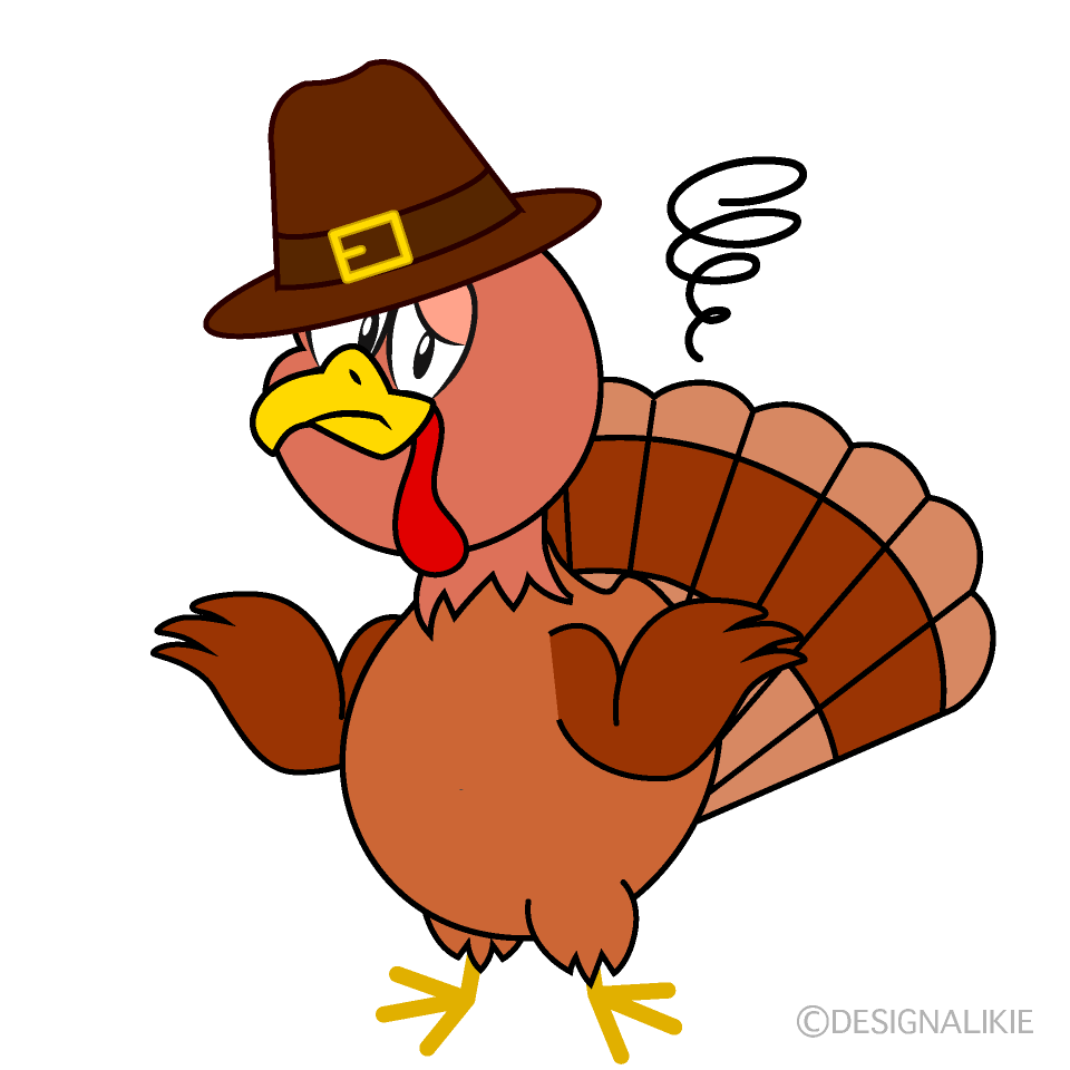 Troubled Thanksgiving Turkey Cartoon Character Image