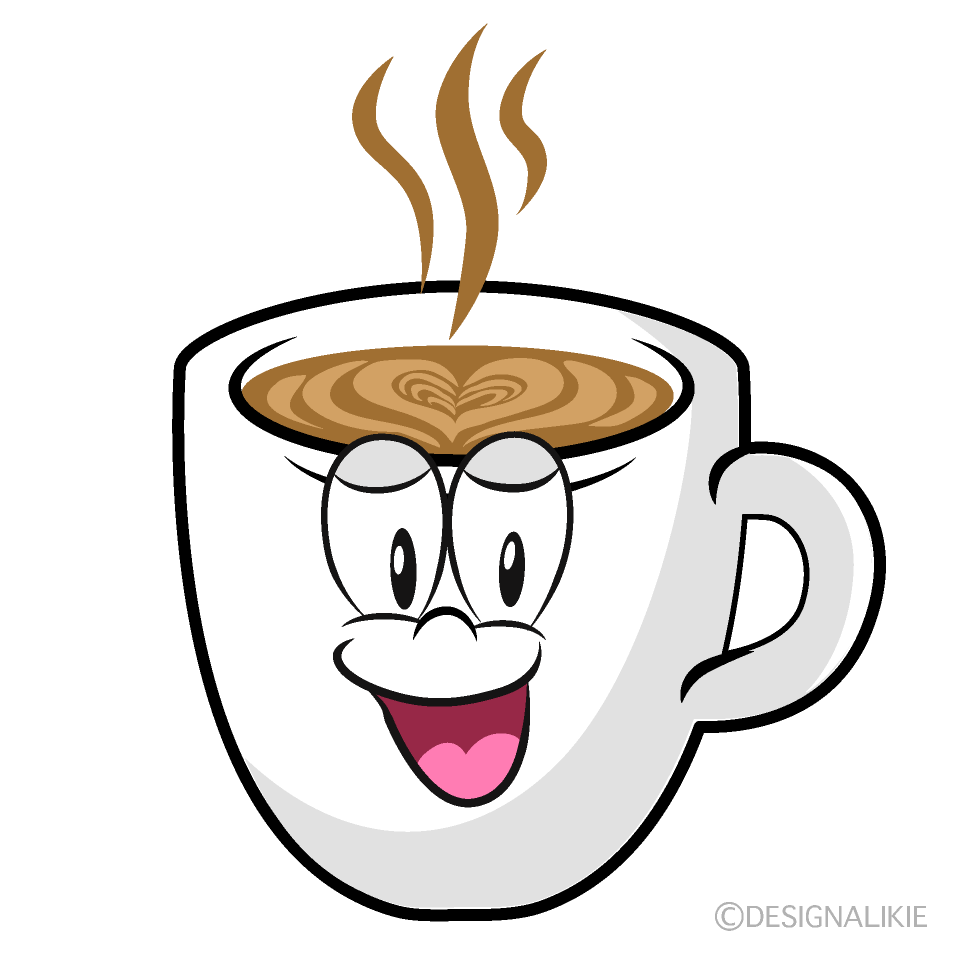 Smiling Cafe Latte Cartoon Character Image