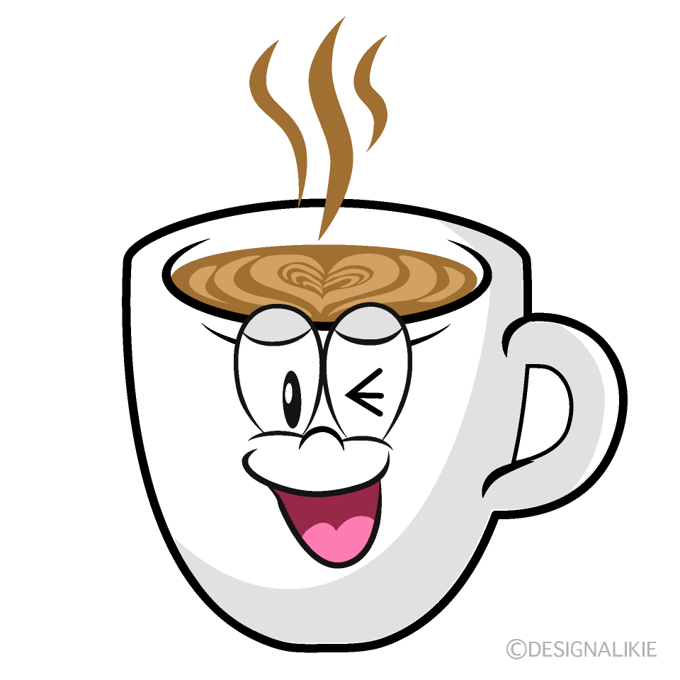 Laughing Cafe Latte Cartoon Character Image