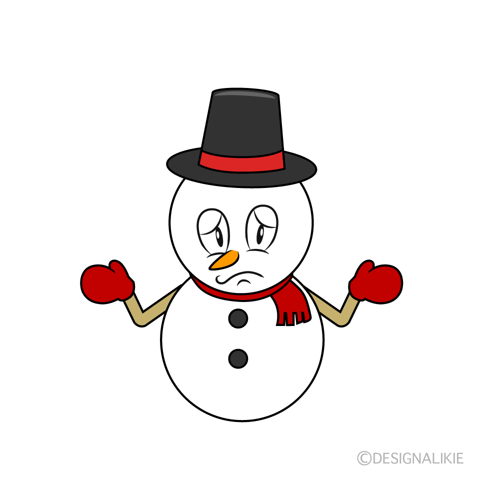 Troubled Snowman Cartoon Character Image