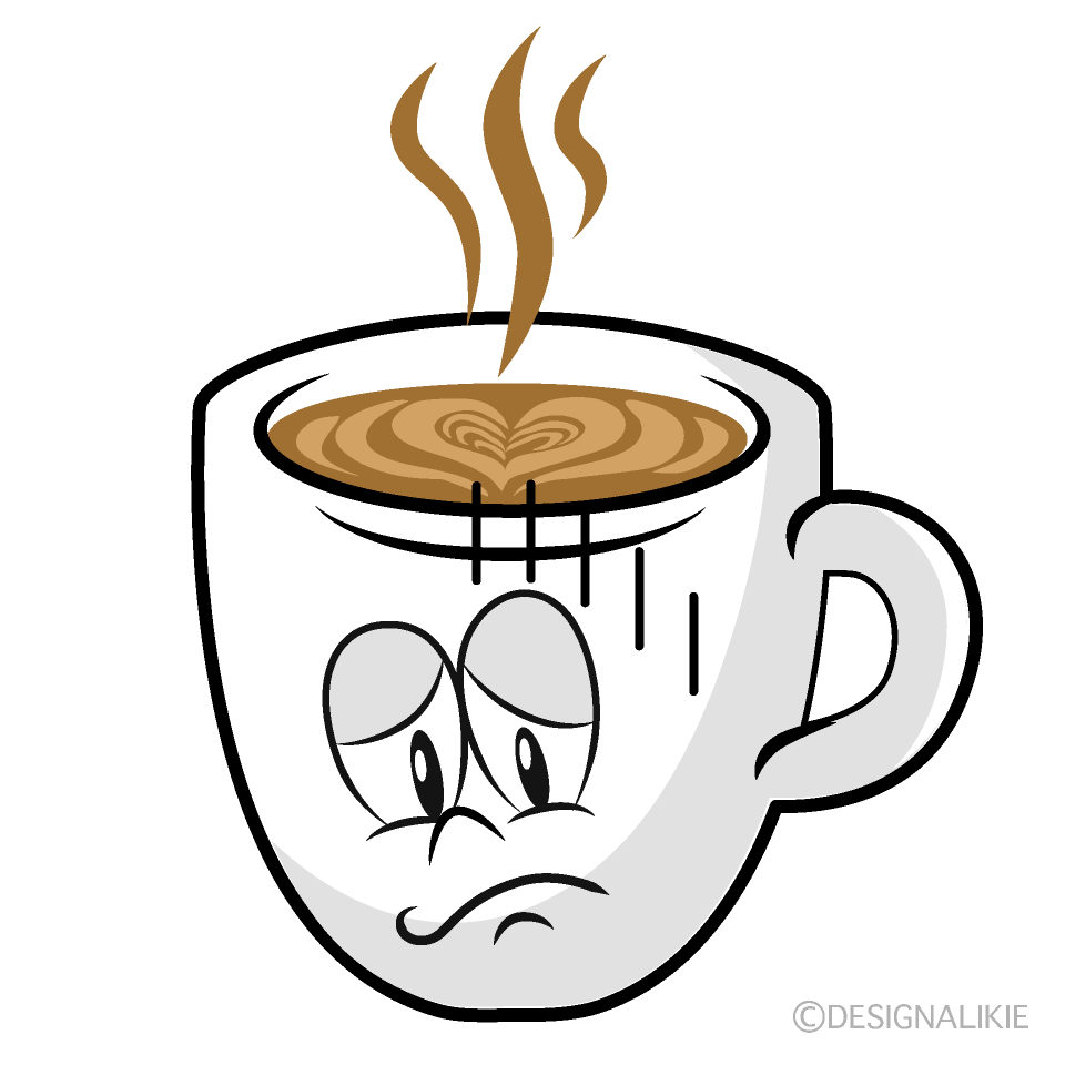 Depressed Cafe Latte Cartoon Character Image