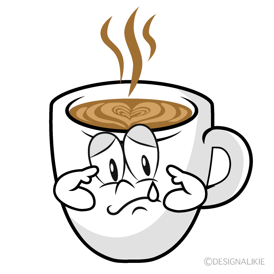Sad Cafe Latte Cartoon Character Image