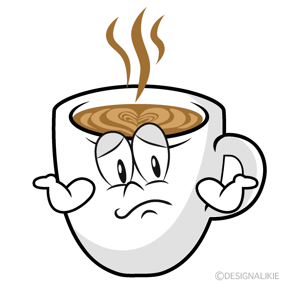 Troubled Cafe Latte Cartoon Character Image