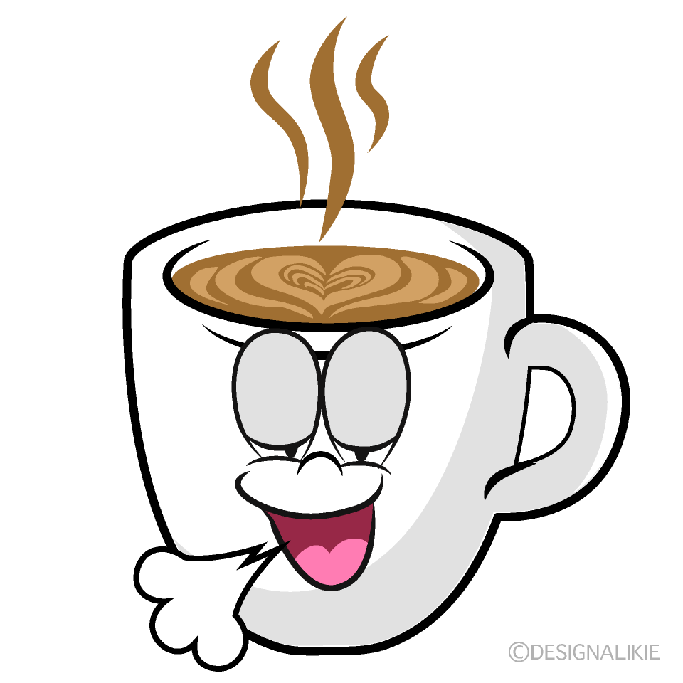 Relaxing Cafe Latte Cartoon Character Image