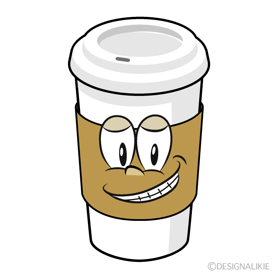 Grinning Paper Cup Coffee Cartoon Character Image
