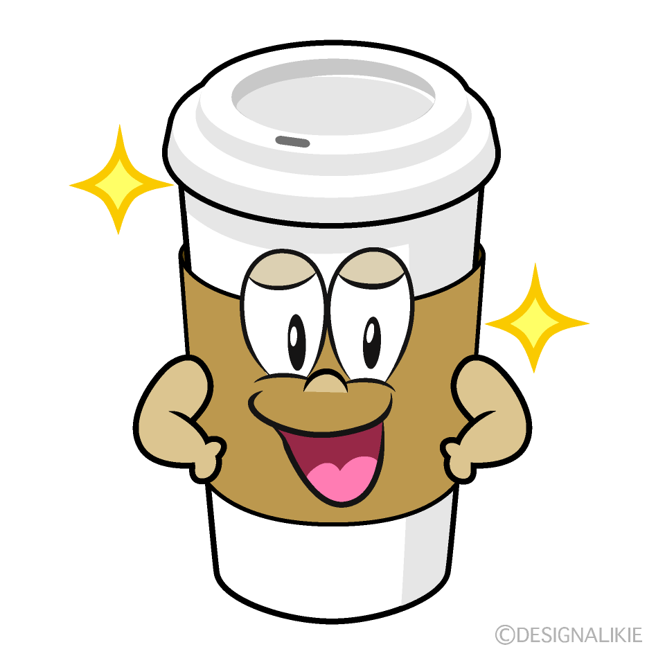 Glitter Paper Cup Coffee Cartoon Character Image