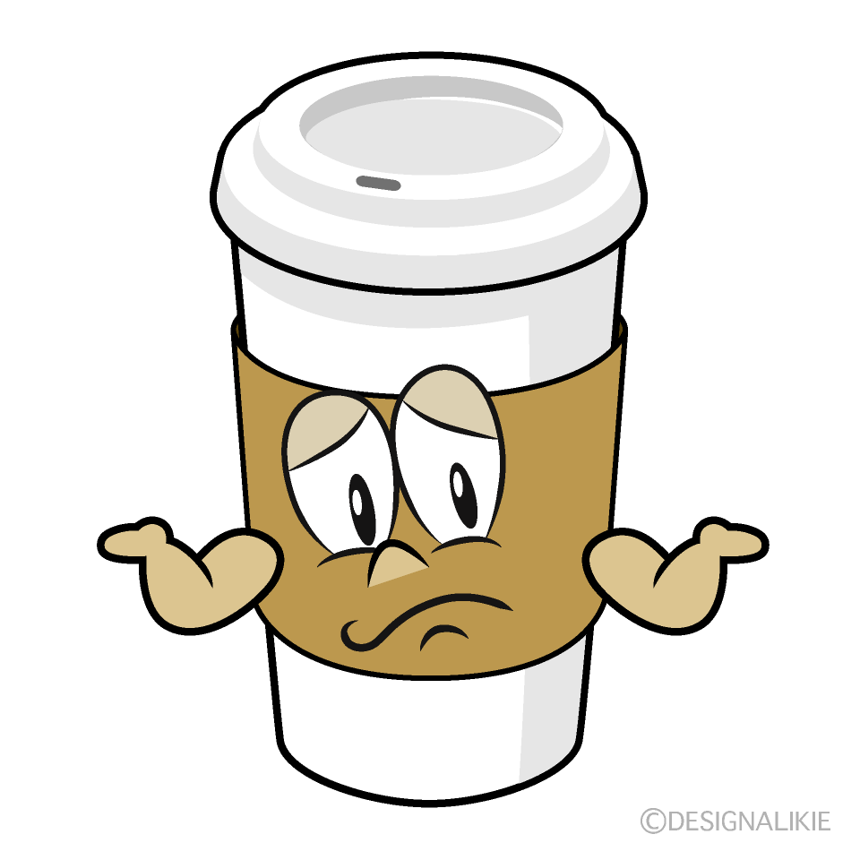 Café en Vaso de Papel Preocupado Animado