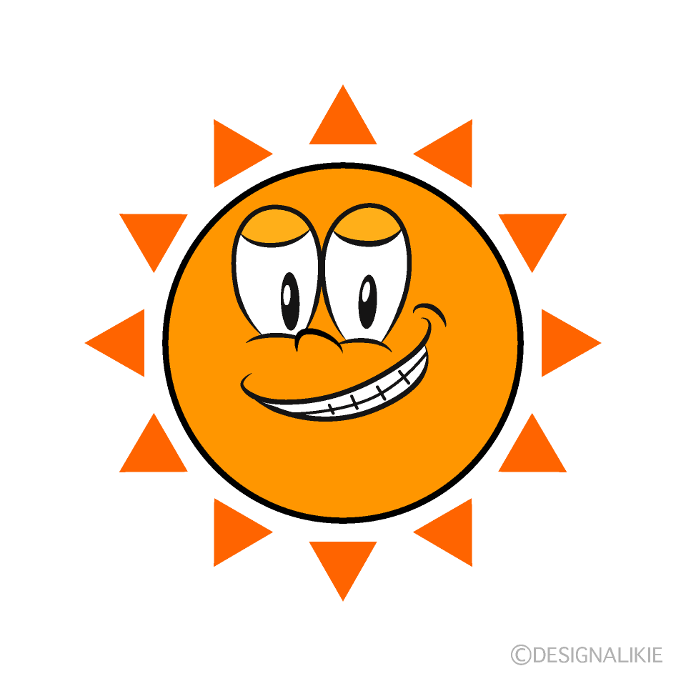 Grinning Sun Cartoon Character Image
