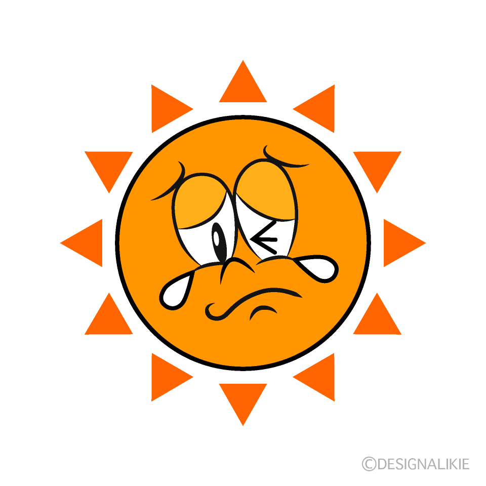 Crying Sun Cartoon Character Image