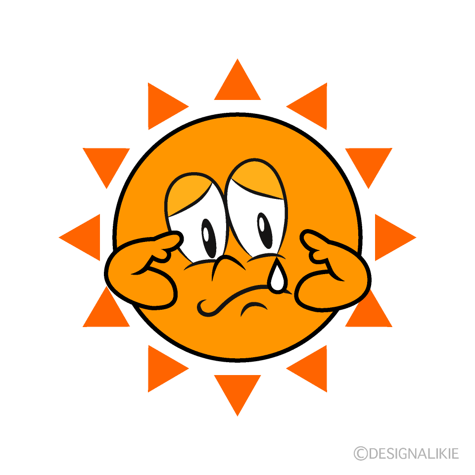 Sobbing Sun Cartoon Character Image