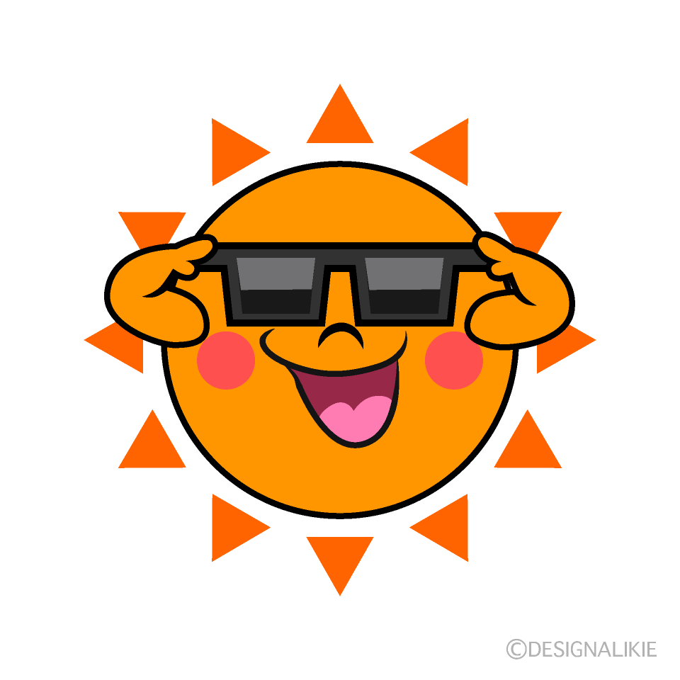 Sun with Sunglasses Cartoon Character Image