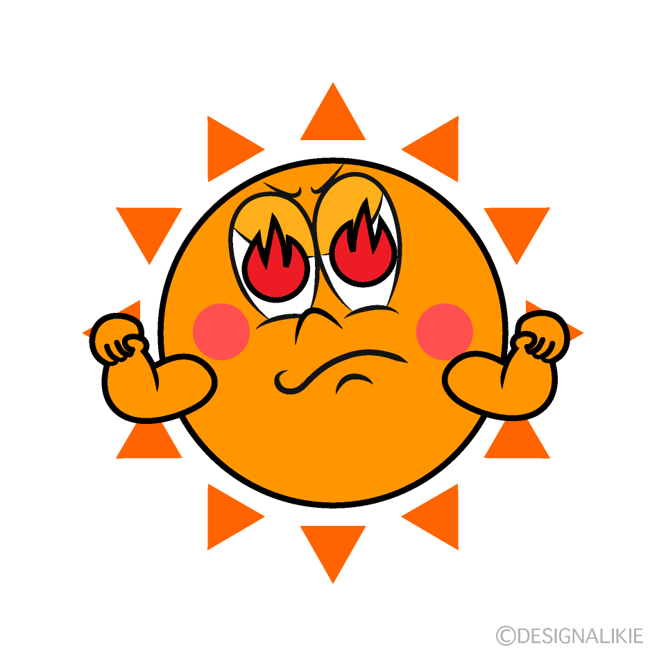 Burning Sun Cartoon Character Image
