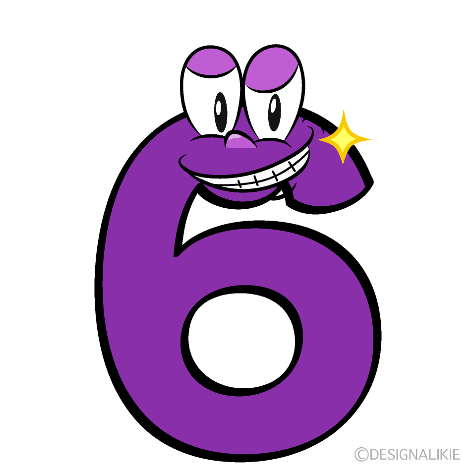 Grinning 6 Cartoon Character Image