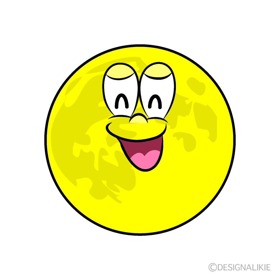 Smiling Full Moon Cartoon Character Image