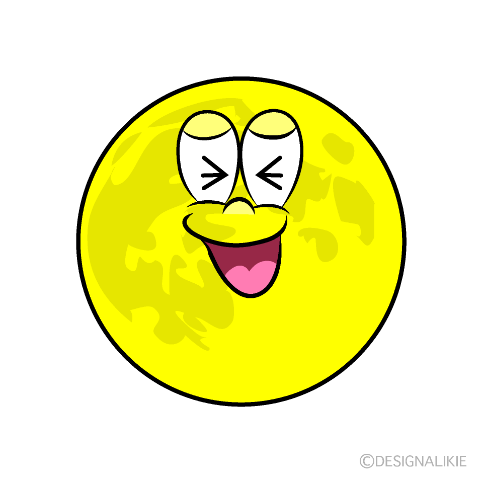 Laughing Full Moon Cartoon Character Image