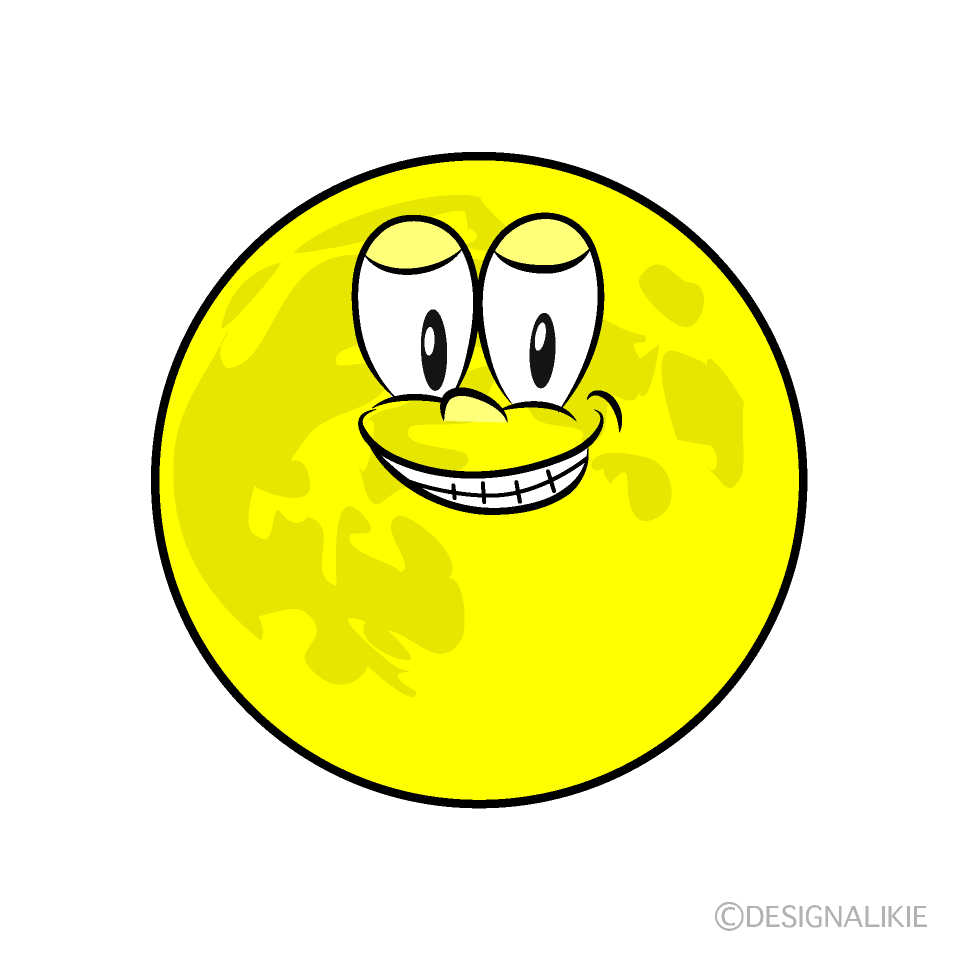 Grinning Full Moon Cartoon Character Image