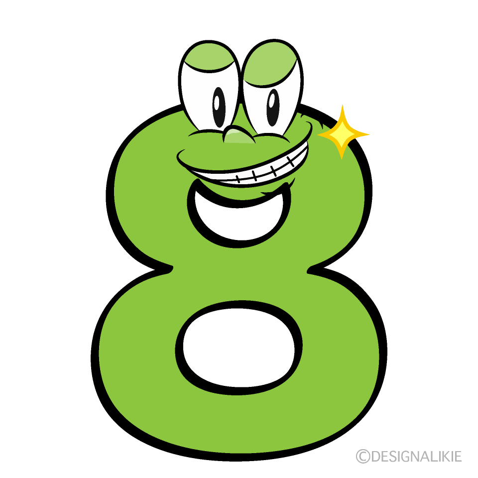 Grinning 8 Cartoon Character Image