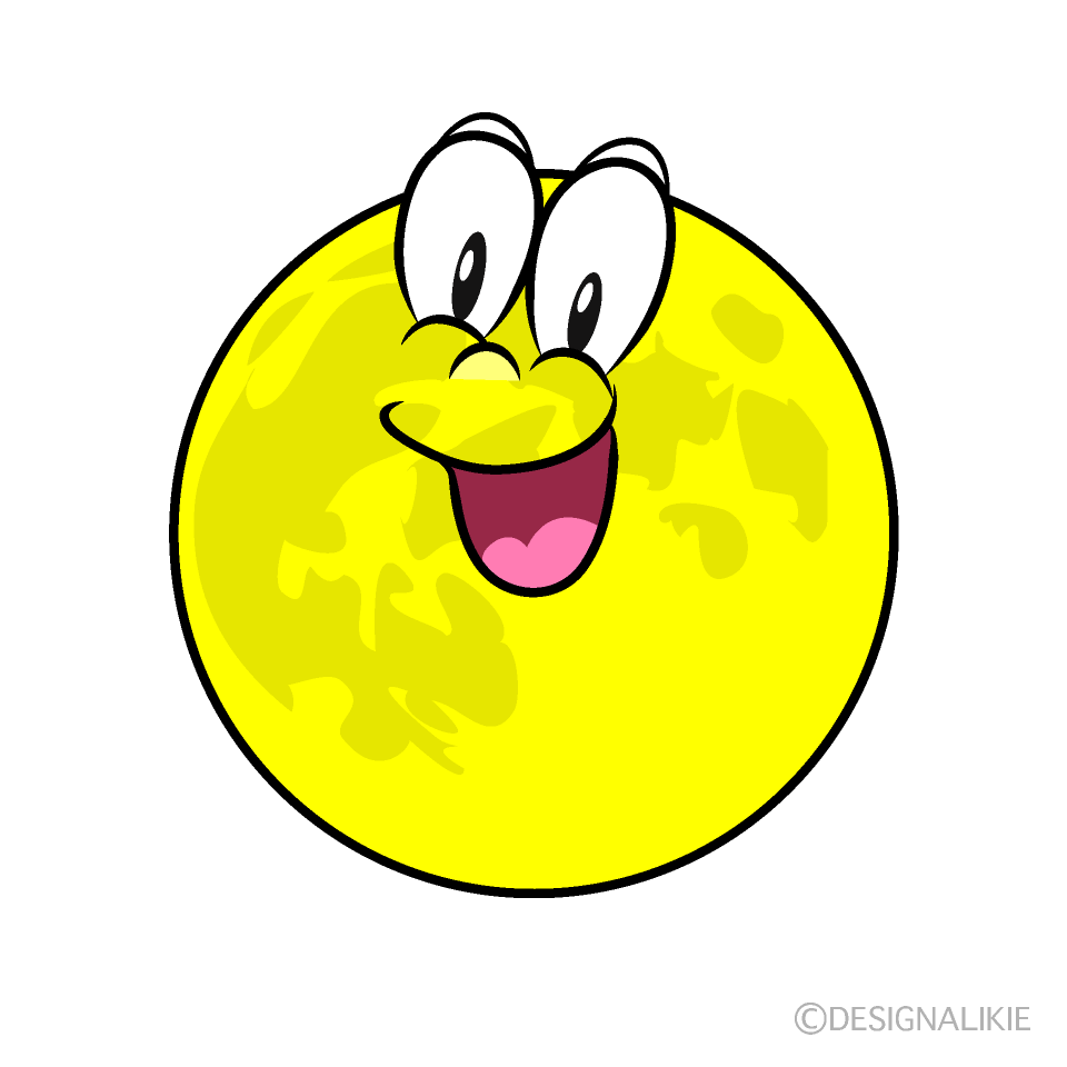 Surprised Full Moon Cartoon Character Image