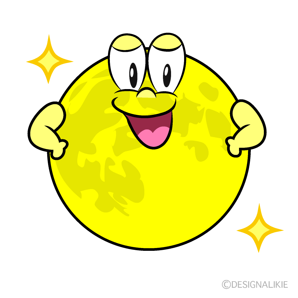 Glitter Full Moon Cartoon Character Image