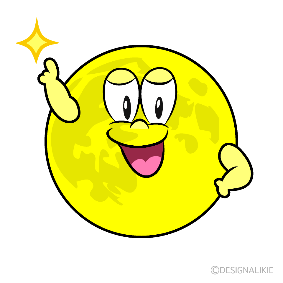 Posing Full Moon Cartoon Character Image