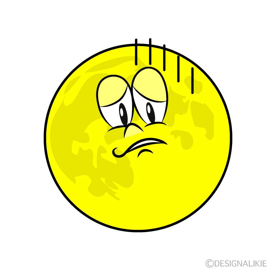 Depressed Full Moon Cartoon Character Image