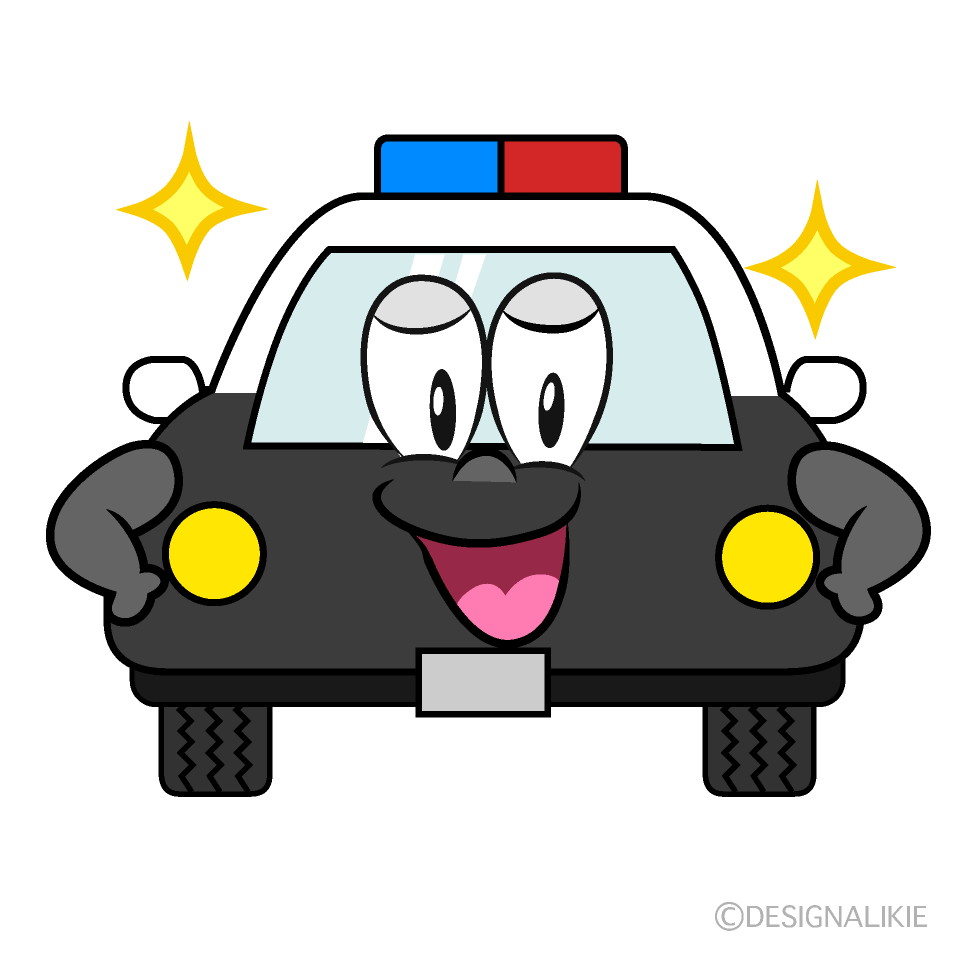 Glitter Police Car Cartoon Character Image