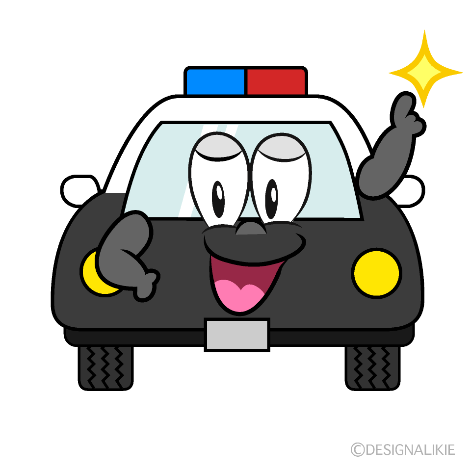 Posing Police Car Cartoon Character Image