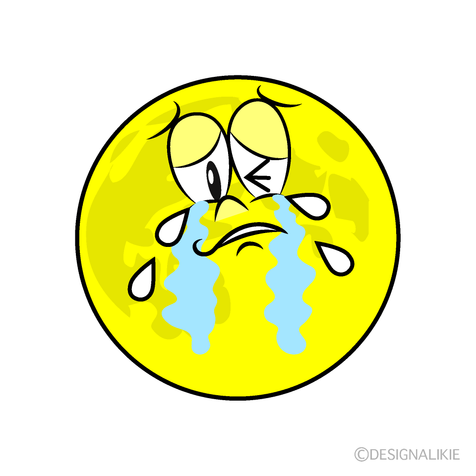 Crying Full Moon Cartoon Character Image