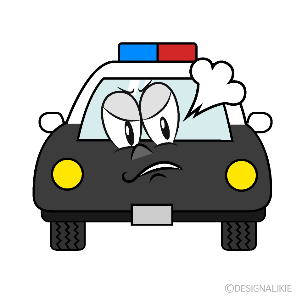 Angry Police Car Cartoon Character Image