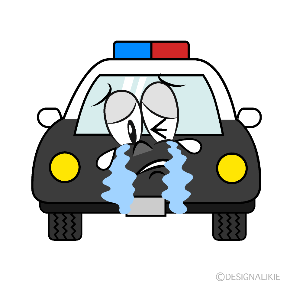 Crying Police Car Cartoon Character Image
