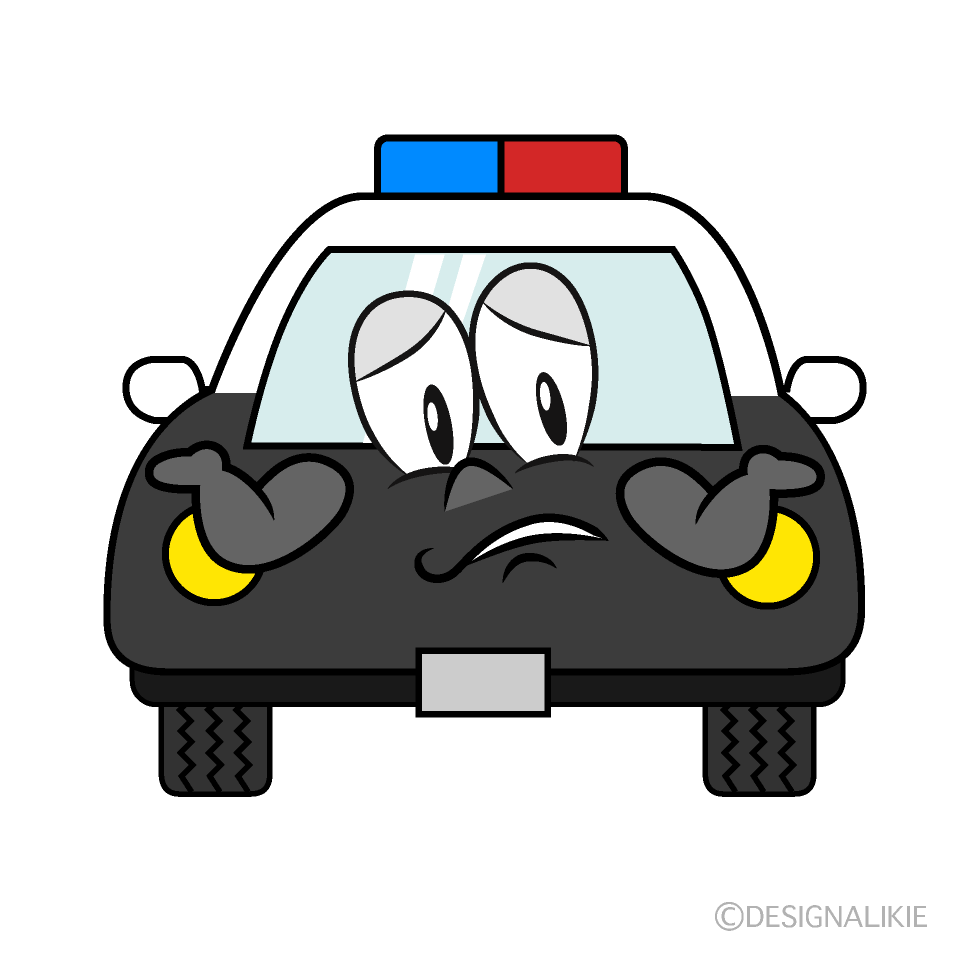 Troubled Police Car Cartoon Character Image