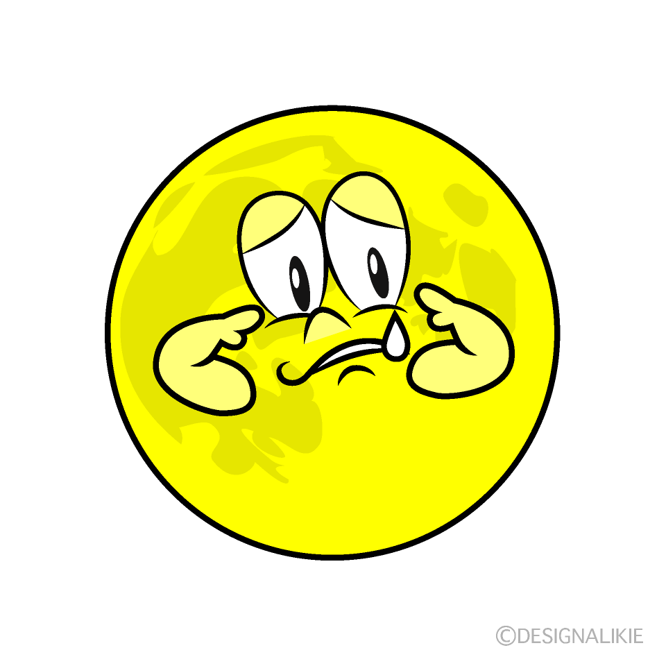 Sad Full Moon Cartoon Character Image