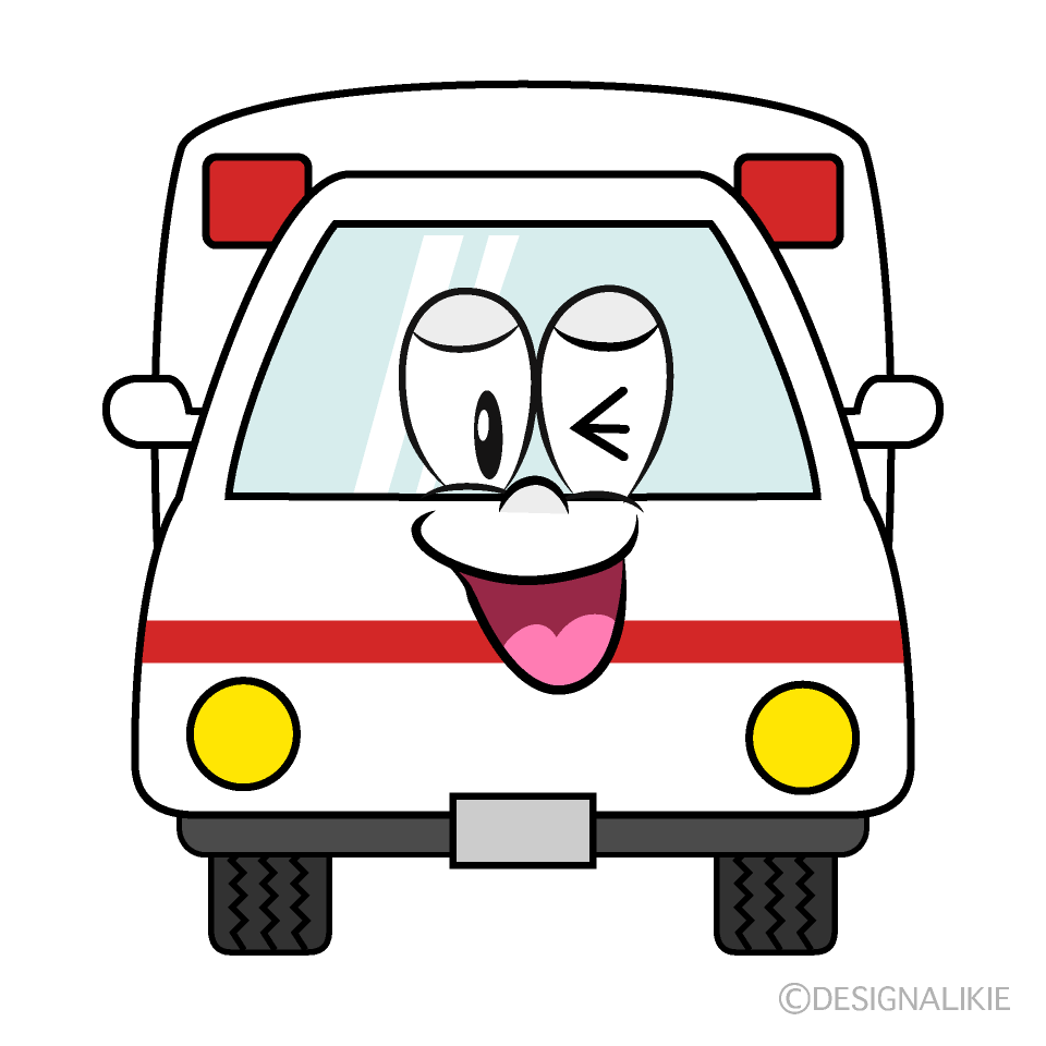 Laughing Ambulance Cartoon Character Image