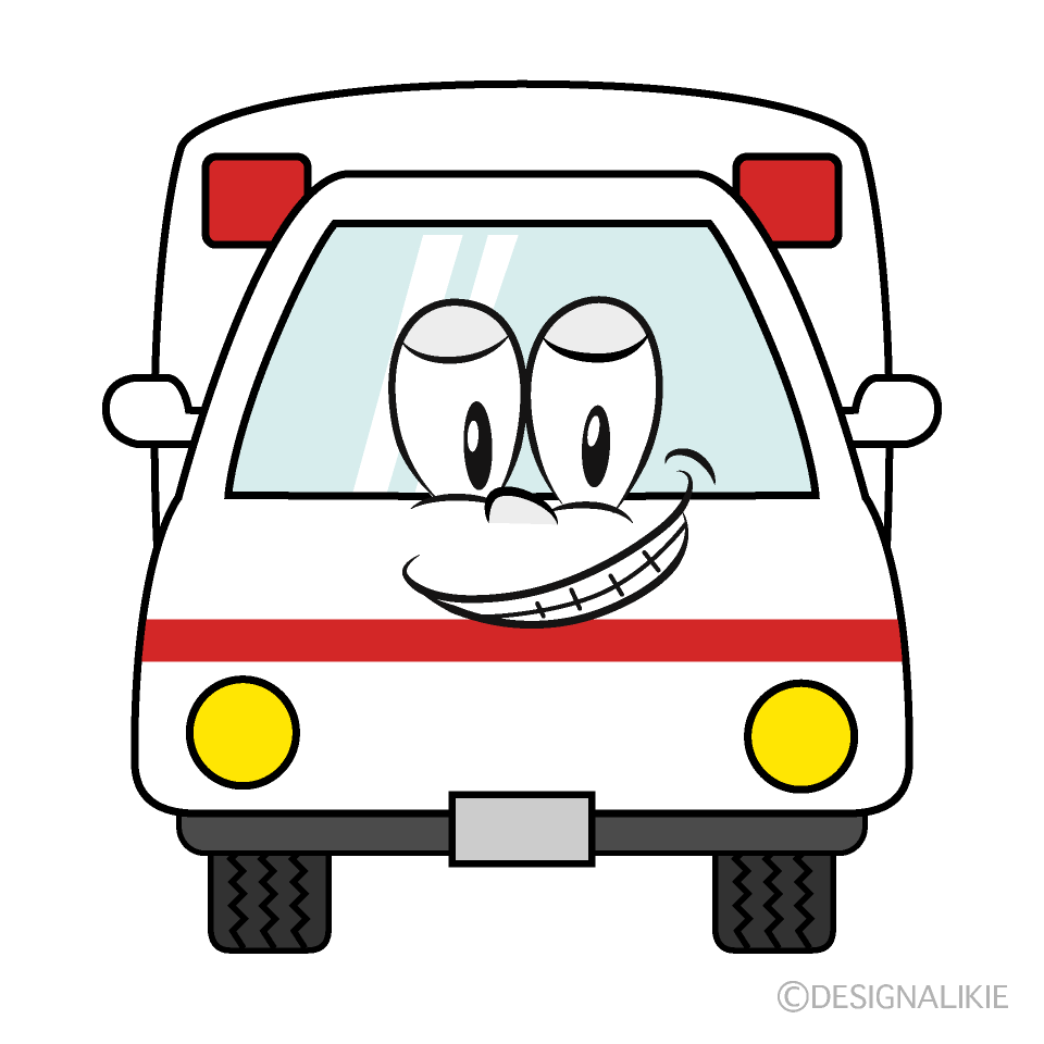 Grinning Ambulance Cartoon Character Image