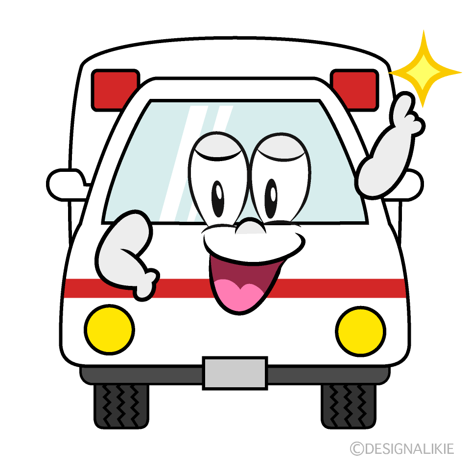 Posing Ambulance Cartoon Character Image