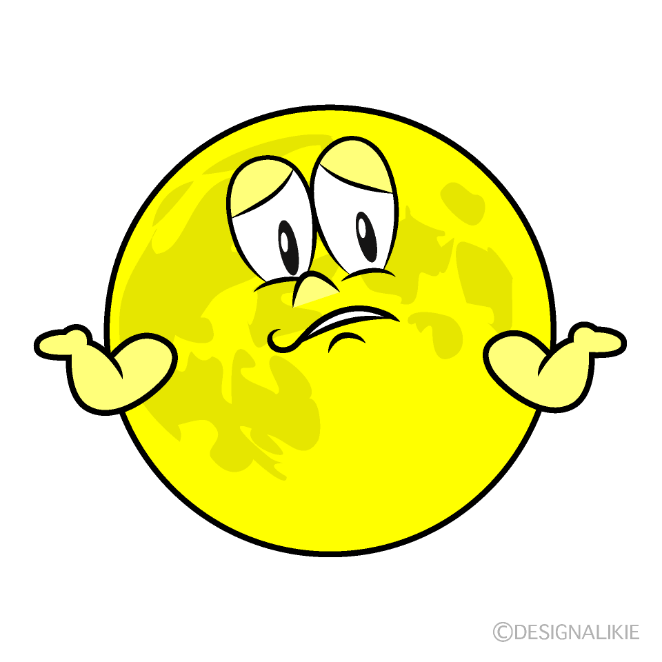 Troubled Full Moon Cartoon Character Image