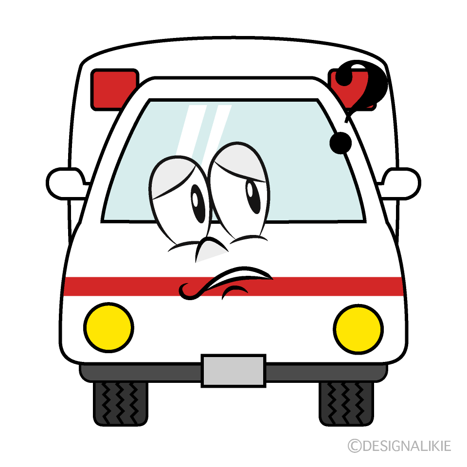 Thinking Ambulance Cartoon Character Image