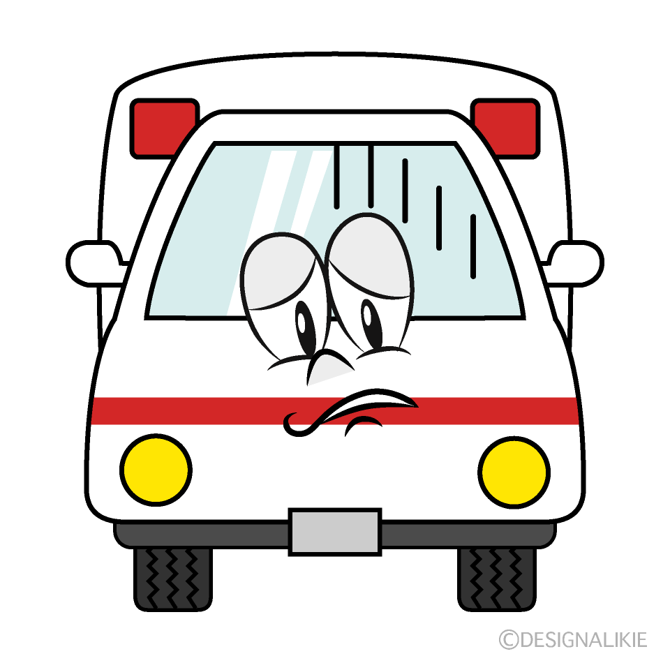 Depressed Ambulance Cartoon Character Image