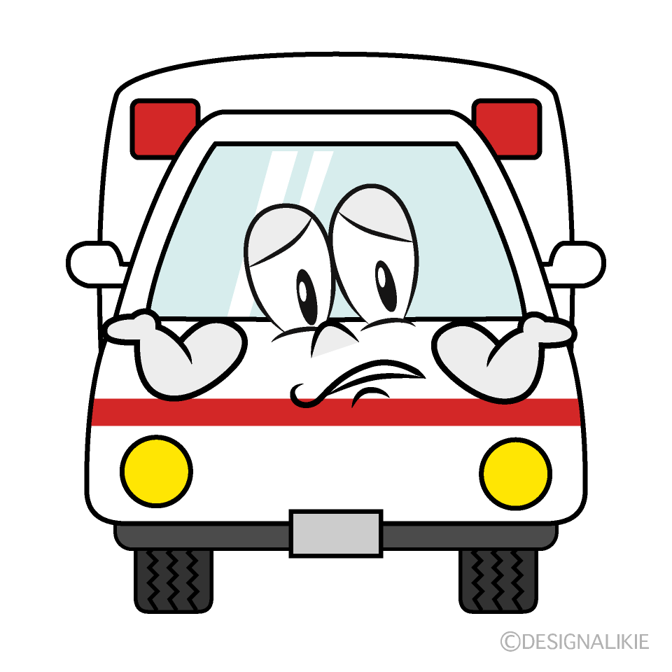 Troubled Ambulance Cartoon Character Image