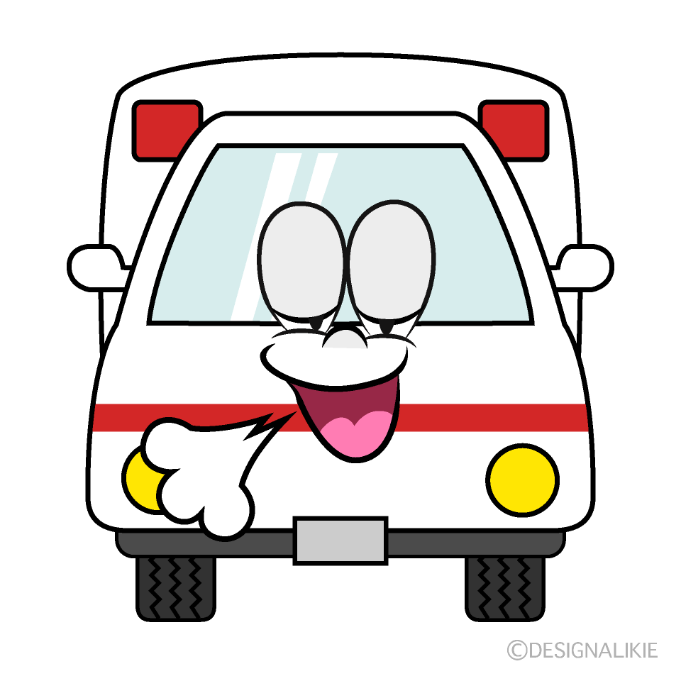 Relaxing Ambulance Cartoon Character Image