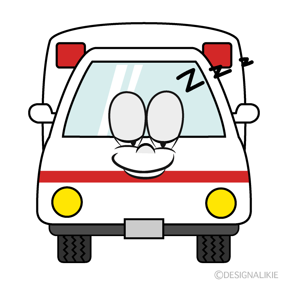 Sleeping Ambulance Cartoon Character Image