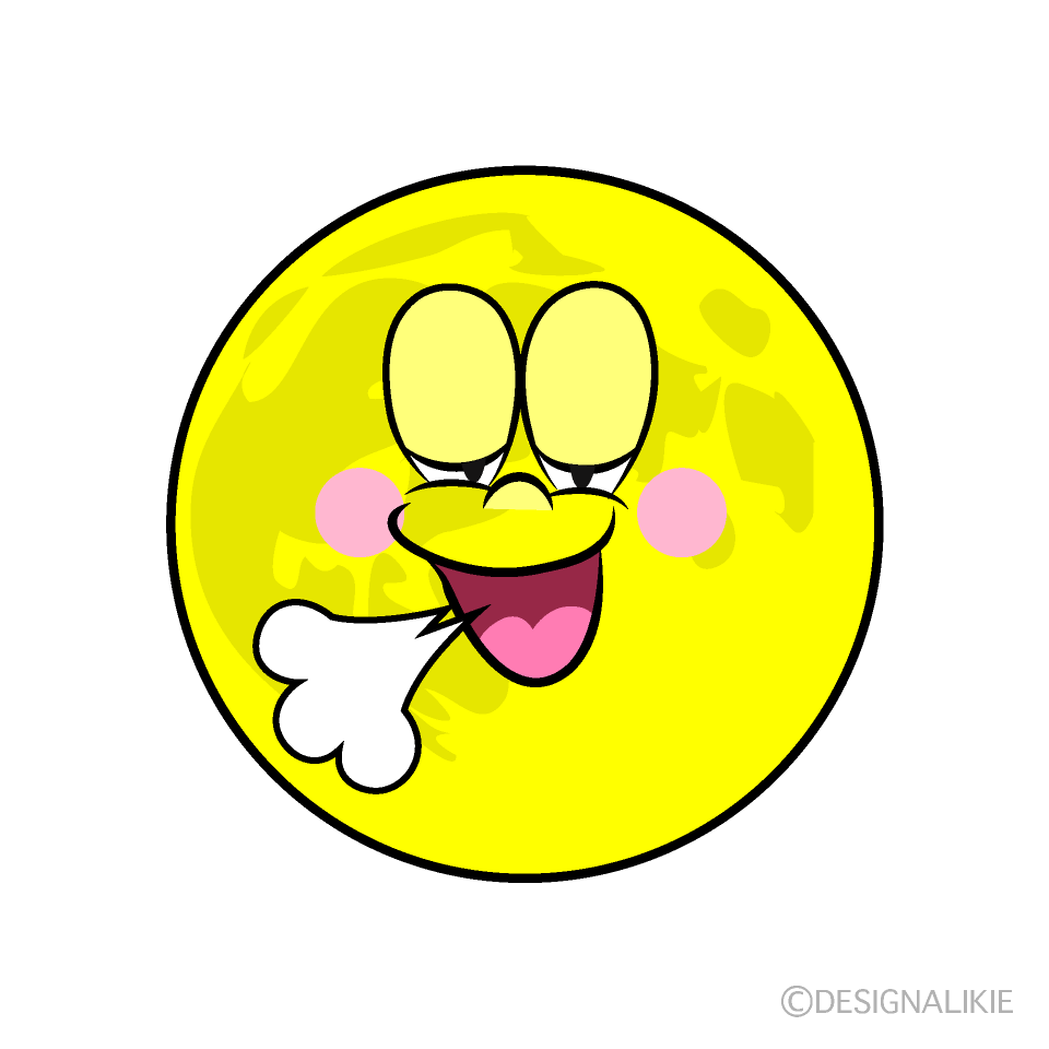 Relaxing Full Moon Cartoon Character Image