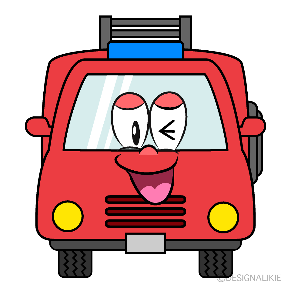 Laughing Fire Engine Cartoon Character Image