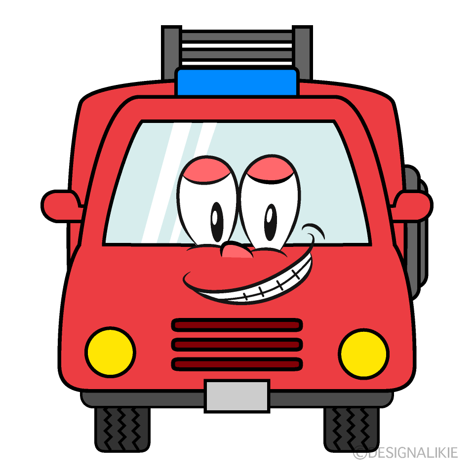 Grinning Fire Engine Cartoon Character Image
